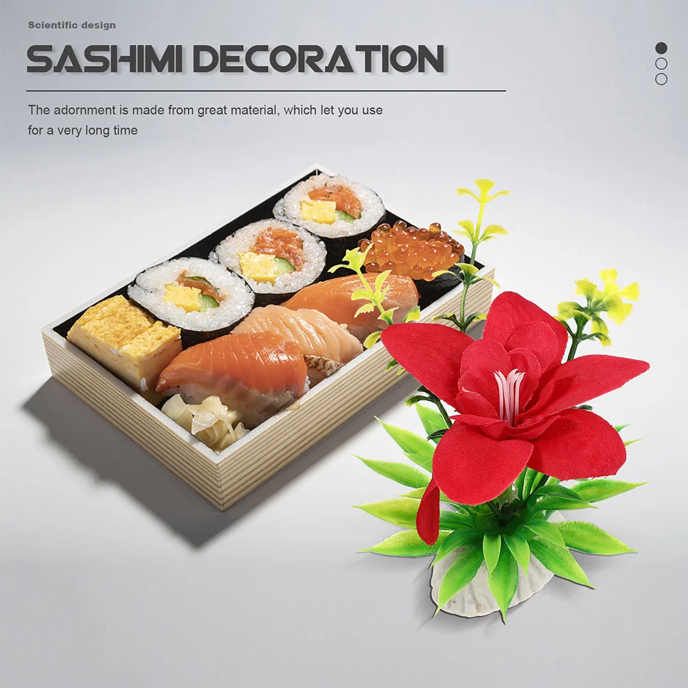 8 Pcs Sushi Decoration Flower Face Flowers Sashimi Plate Vivid Ornament Artificial