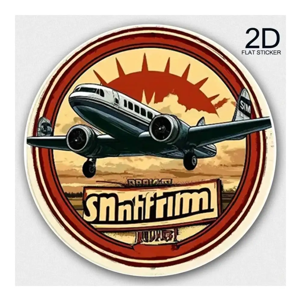 Vintage Airplane Logo Design Sticker For Cars, Laptops, Windows, Doors, Fridges, Water Bottles