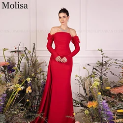 MOLISA Red Strapless Elegant Formal Occasion Dresses 2024 New Mermaid Pleated Floor-Length Party Evening Gowns فساتين الحفلات