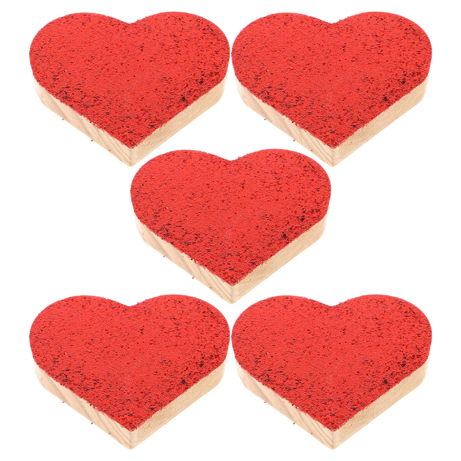 

5 шт. деревянных украшений в форме сердца ко Дню святого Валентина, деревянные заготовки с пайетками, вырезанные в форме сердца, для поделок своими руками, свадебного и домашнего декора