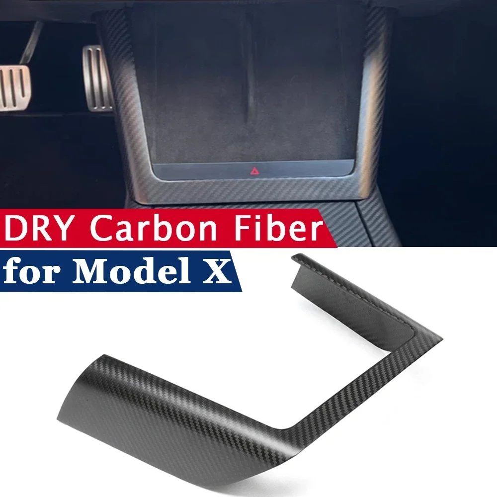 جديد غطاء ألياف الكربون الجاف ل تسلا نموذج X 2021 2022 2023 2024 LHD RHD الداخلية اكسسوارات صندوق شاحن لاسلكي الإطار ملصق