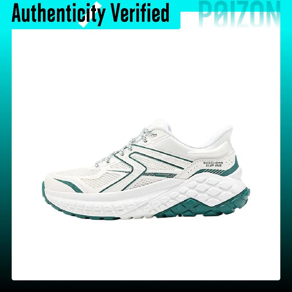 Skechers Monster PU, Mesh Comfortable Abrasion Resistant Low top Chunky Sneakers Men's White Green 232748-WGR