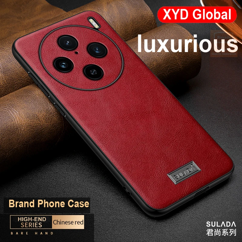 Genuine Leather For Vivo X100 Pro Ultra Case High end Brand Phone Back Case For Vivo X100S Pro Cover Bumper Shell Skin Armor Bag