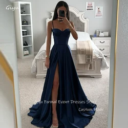 Giyu Sexy Spaghetti Straps Navy Blue Evening Dresses Sweetheart Split Women Prom Gowns Formal Occasion Party Dress Vestidos