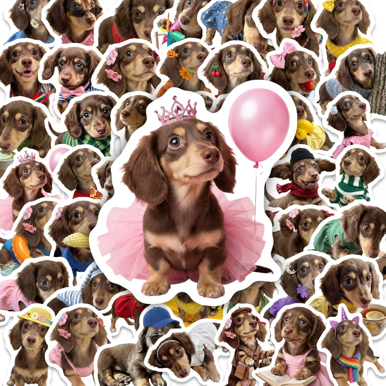 Motorcycle Gear For Dogs - 50 Pcs HD Cute Dachshund Stickers
