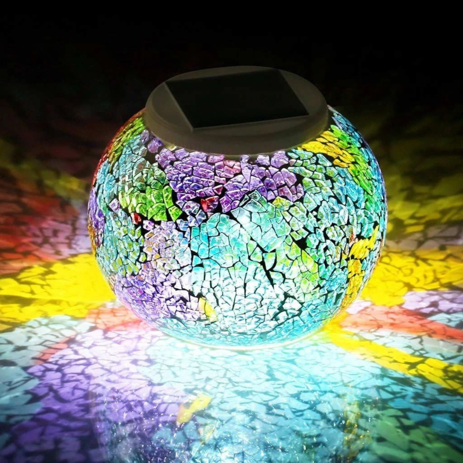 Outdoor Space with this Exquisite Multi-colored Crystal Glass Solar Light - Transform your Garden with this Stunning and Gorgeou