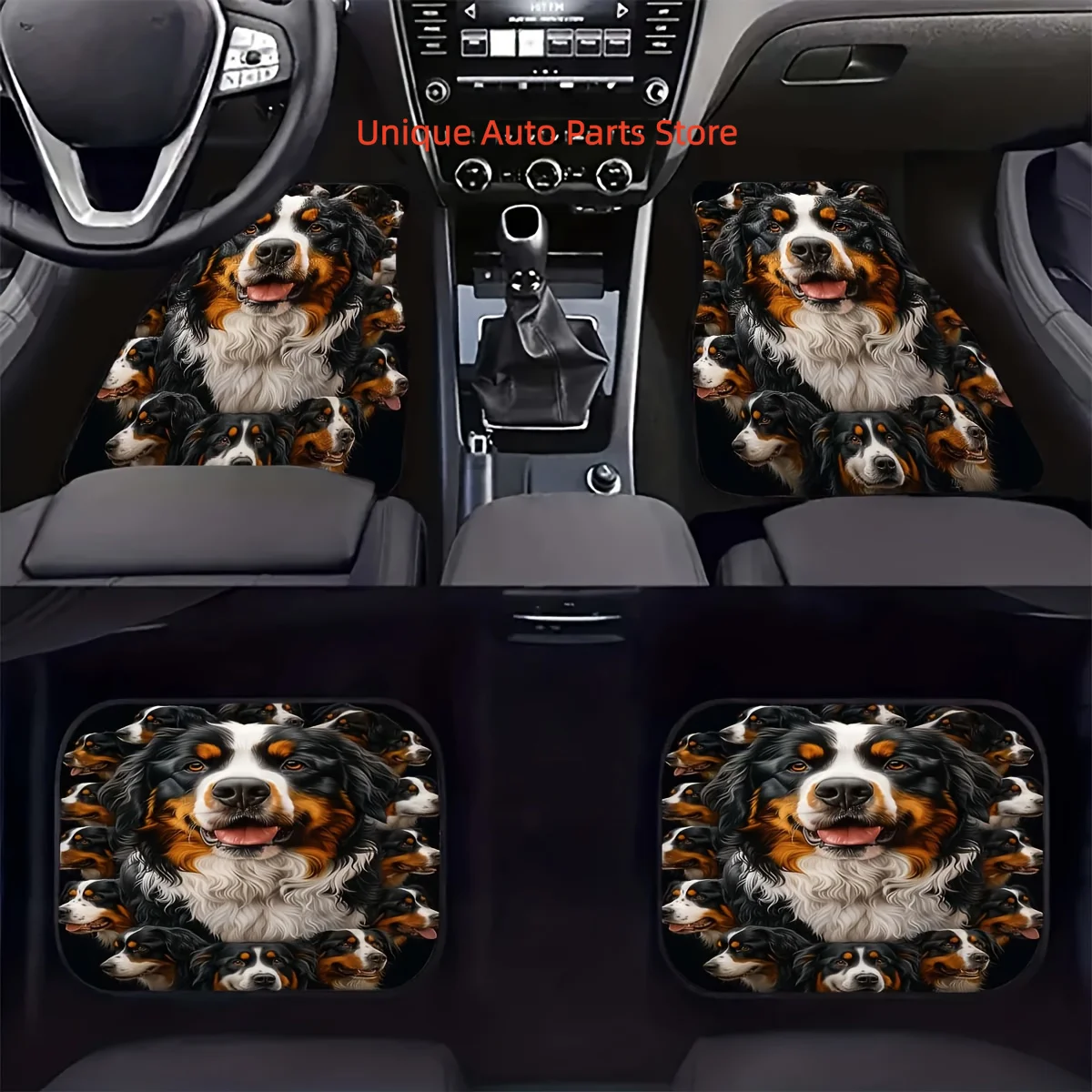 Set of 4 - Cute Car Mats Featuring The Bernese Mountain Dog Design - Complete Coverage, Soft Material | Great for Suvs, Trucks,
