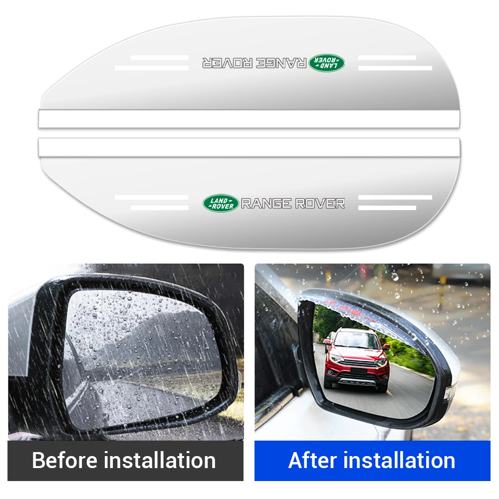 2Pcs PVC Car Styling Rearview Mirror Rain Eyebrow Shield Sun Shade Sticker For Land Rover Range Rover Evoque Vogue Defender SVR