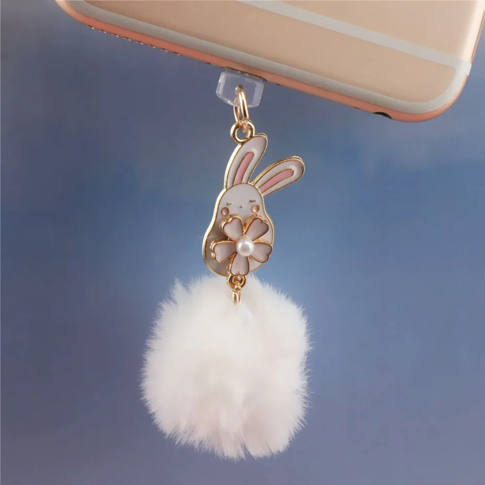 Cute Dust Plug Charm Kawaii Hairball 3.5MM Jack Anti Dust Cap Type C Dust Protection Stopper Charge Port Plug For iPhone Xiaomi