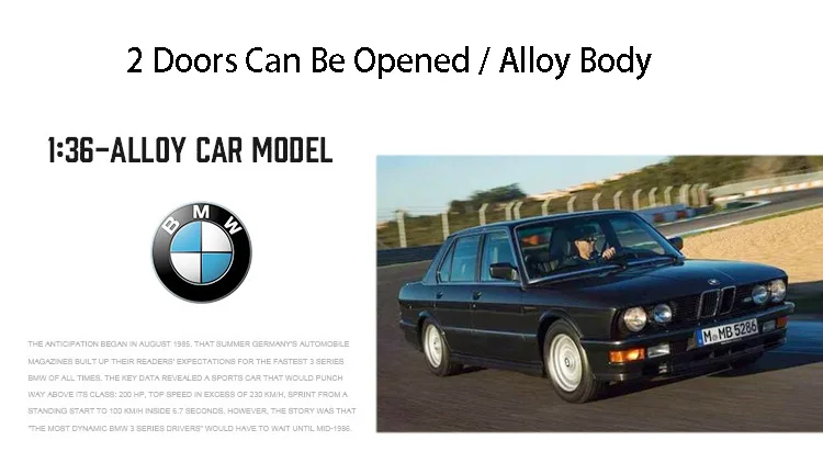 1:36 Modellauto BMW M4 CSL M3 1987, Miniaturautos, Legierung, Druckguss-Türen, geöffnet, zurückziehbare Gummireifen, Ornament, Spielzeug für Kinder, Geschenke – Detail 16