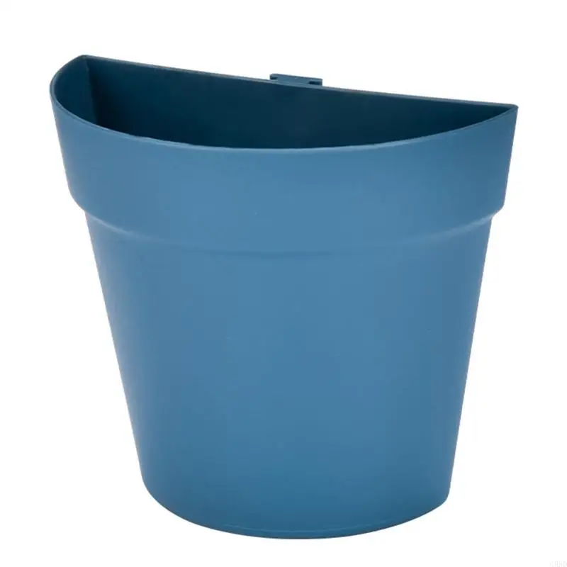 Indoor Outdoor Balcony Flower Buckets Semi Circle Plastic Hanging Flower Pots Garden Decoration Wall Planters Plant Rack C5AD