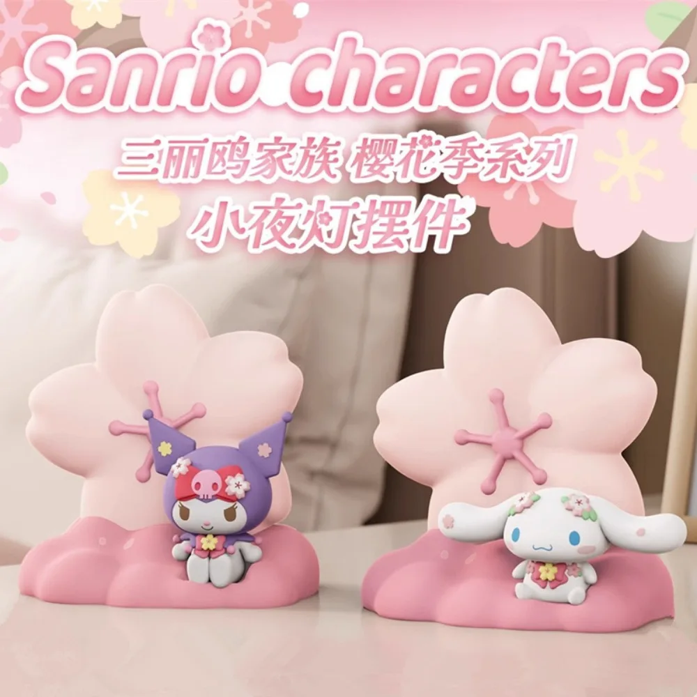 Sanrio Sakura Série Night Light Ornamento, Authentic Quarto Atmosfera Luz, Favorito das meninas, Bonito Cinnamoroll, Kuromi