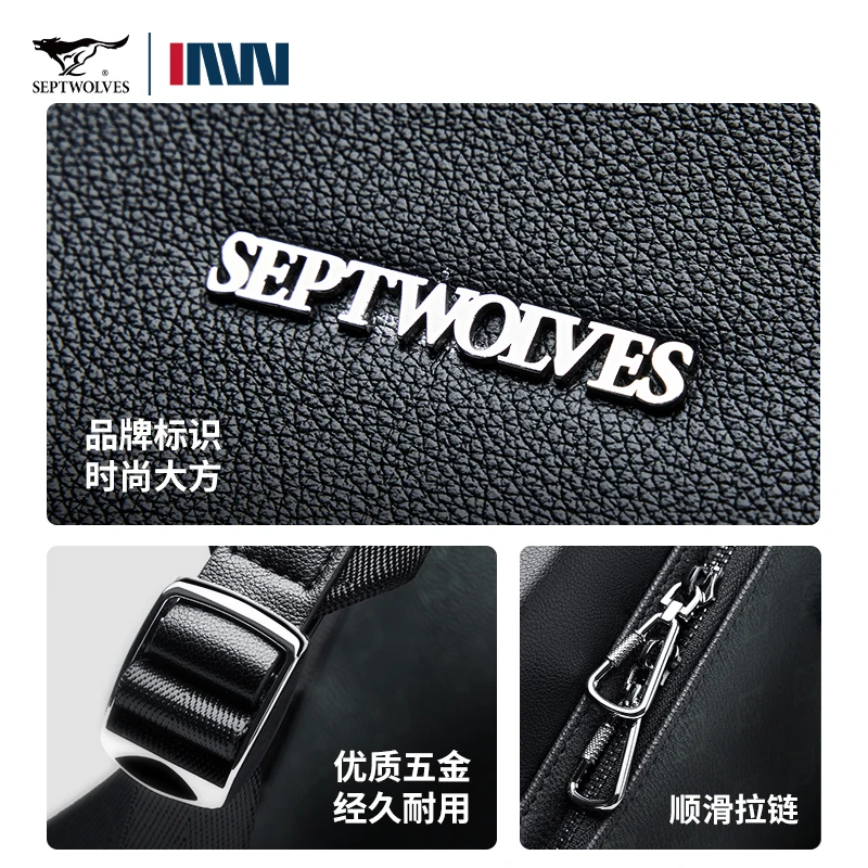 Septwolves Stylish Man Printed Leather Travel Backpack High Qualit Business Work Commuting Flip Print Monogram Laptop Backpack