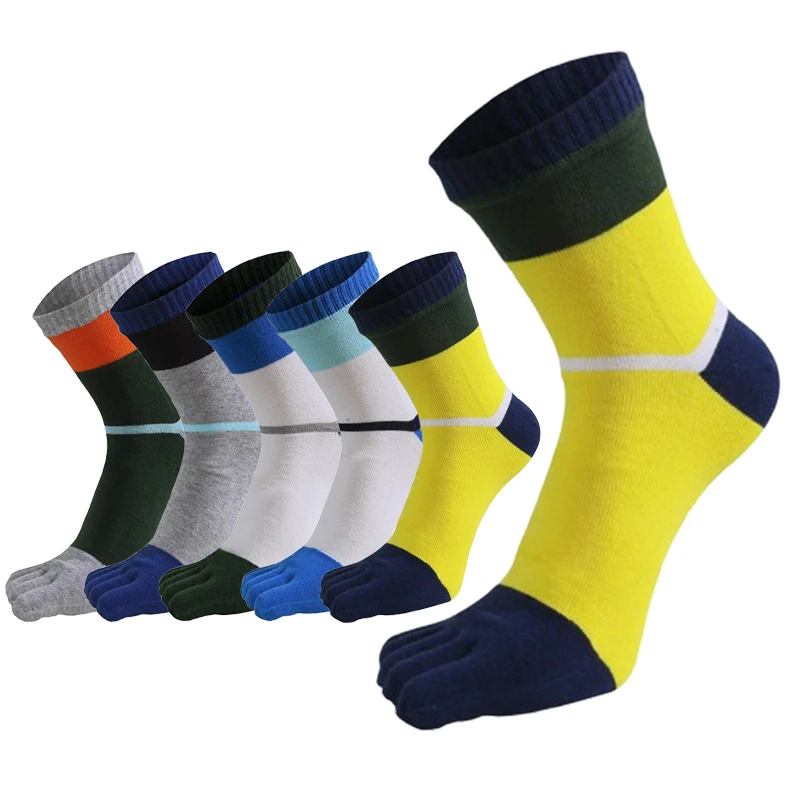 

5 пар мужских спортивных носков с серыми полосками, высокие, из 100% хлопка, влагоотводящие, устойчивые к запаху, для велоспорта и активного отдыха