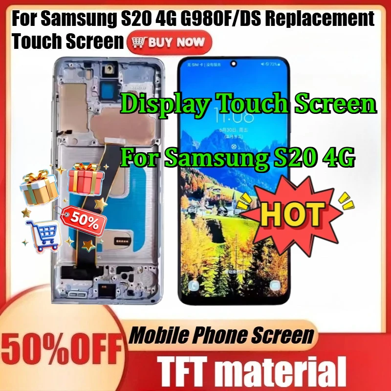 

For Samsung S20 4G G980F/DS SM-G981B Replacement Touch Screen TFT For Samsung S20 G980 LCD Display Digitizer Assesmbly