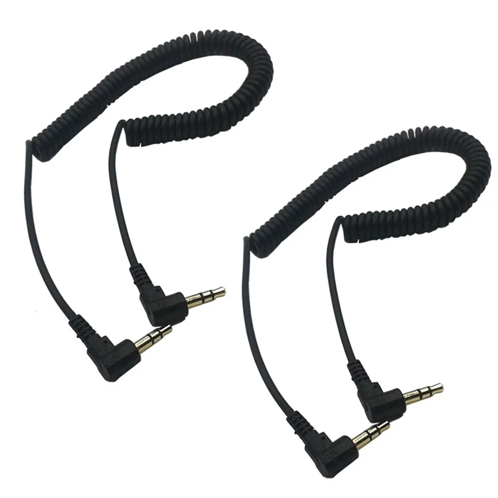 

2 pcs 3.5Mm Male To Male Stereo Connector Cable Black Coiled Audio Extension Cord For Speaker Car Mp3 Shielded