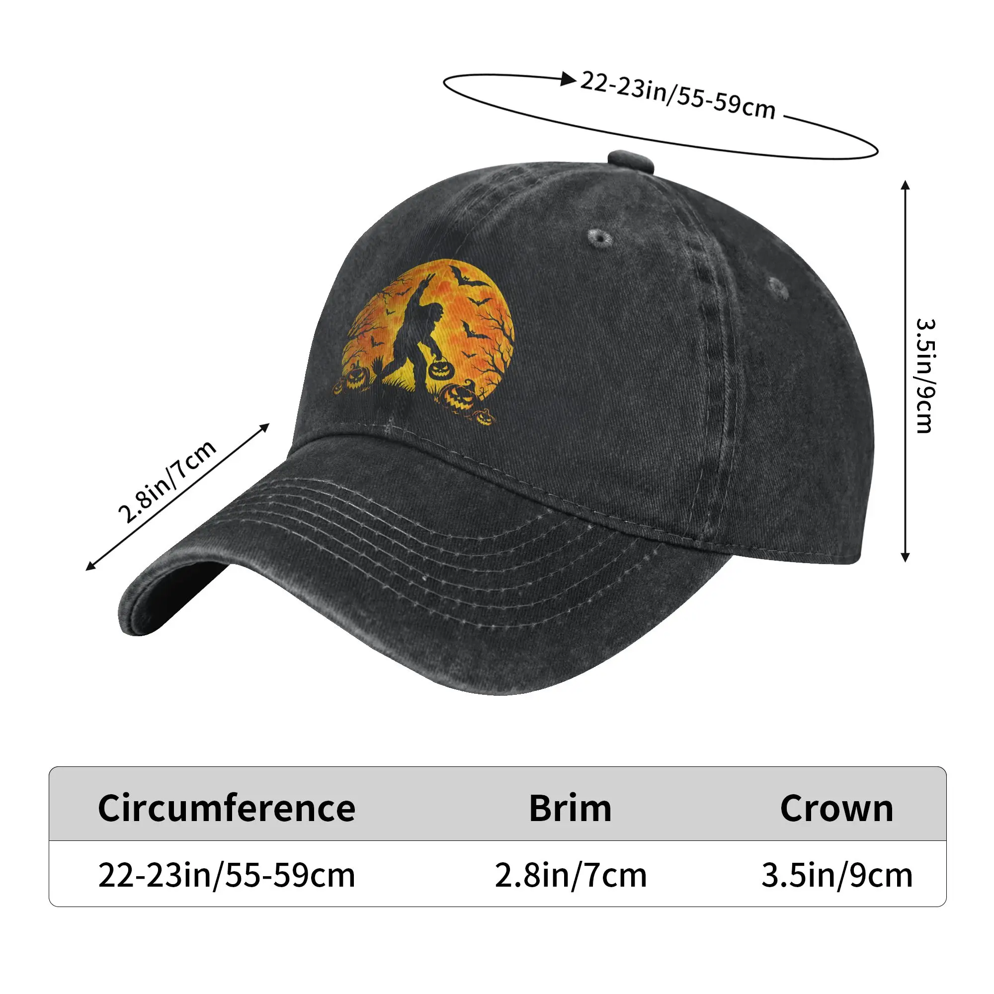Baseball Cap Peace Sign Bigfoot Halloween Spooky Pumpkin Full Moon Summer y2k Retro Trucker Hat  Unisex-Teens Gym Snapback Cap