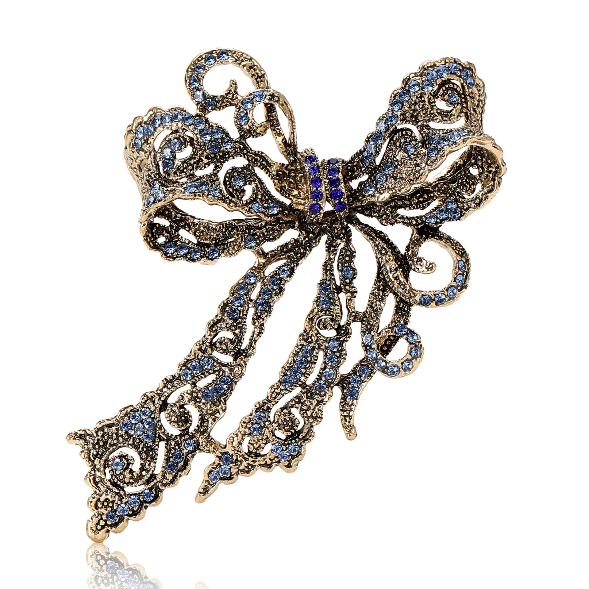 

Fashionable And Shiny Water Diamond Bow Brooch, Women's Elegant And Luxurious V-neck Dress, Multi-Color Banquet And Party Gifts