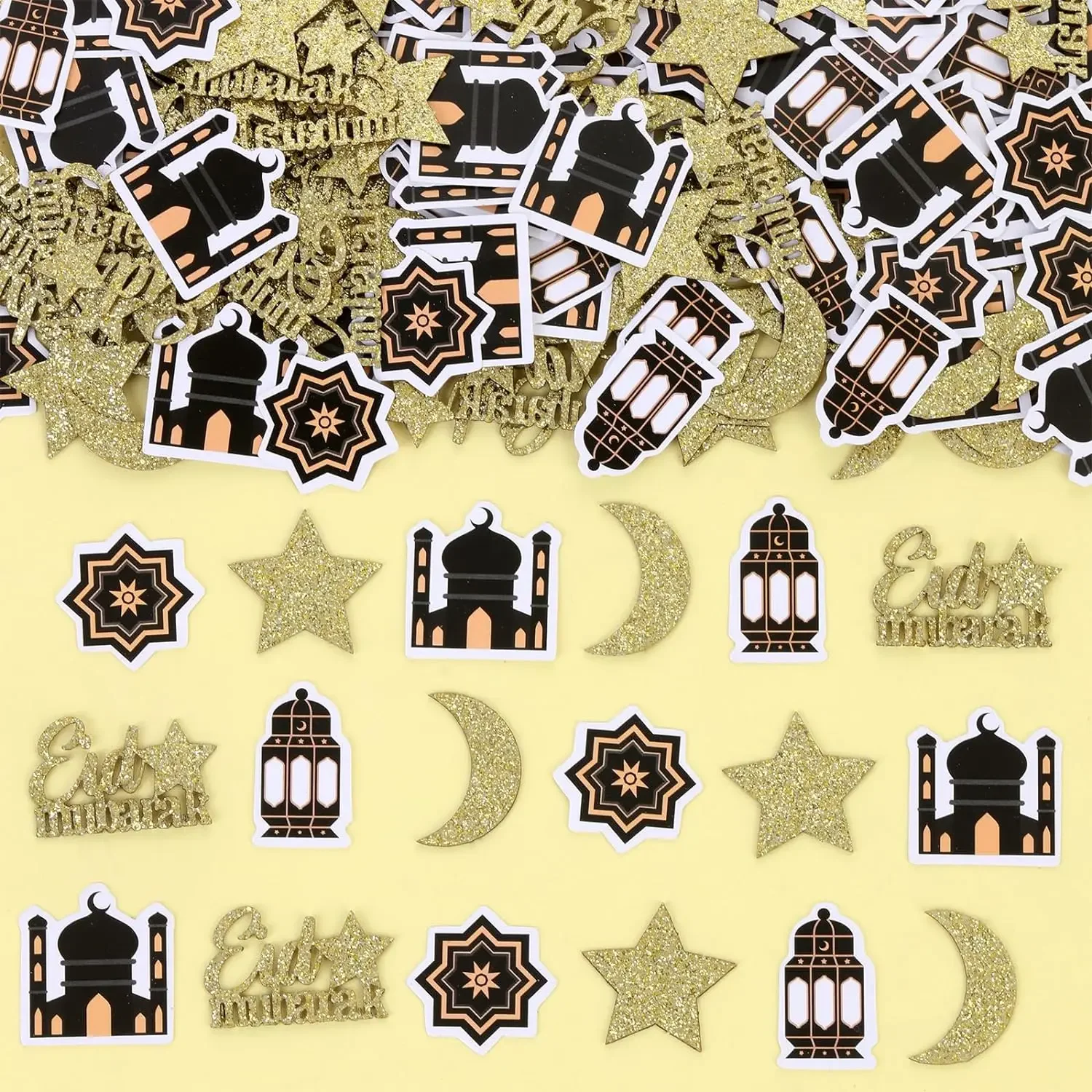 Eid Mubarak Confetti, Crescent Moon Stars, Muslim Castle, Ramadan Mubarak Decor for Eid Celebrations, Al-Adha Party