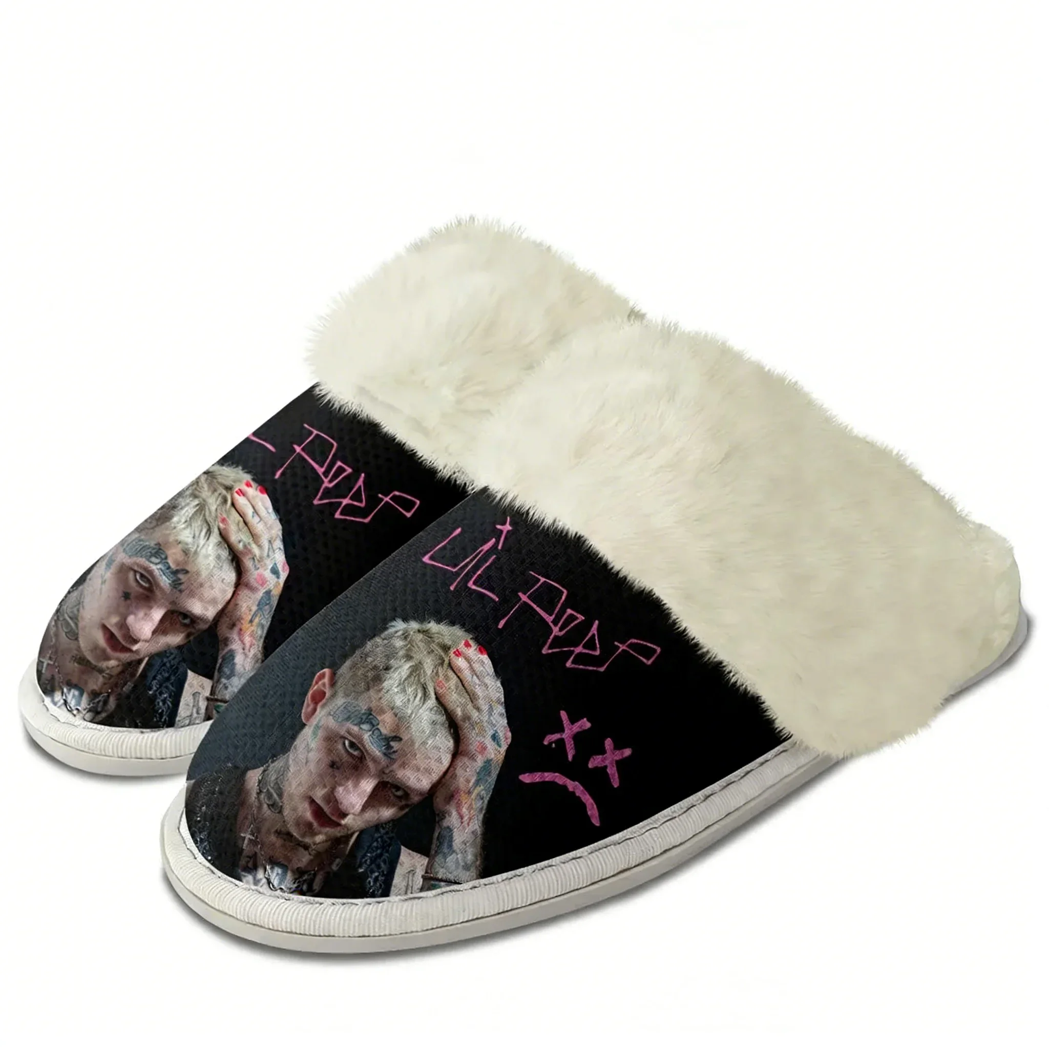 

Теплые домашние тапочки в стиле хип-хоп с изображением рэпера Lil Peep, унисекс, хлопковые, легкие, на заказ, для спальни