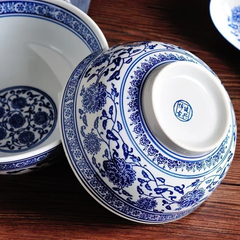 Blue And White Large Bowl Ceramic Bowl Blue And White Porcelain Japanese Bone China Tableware Rice Noodle Kitchen Supplies