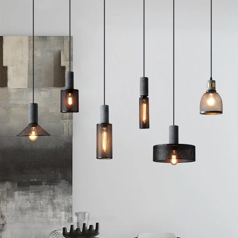 Retro Industrial Iron Chandelier Nordic Style Single-head Light for Dining Room Kitchen