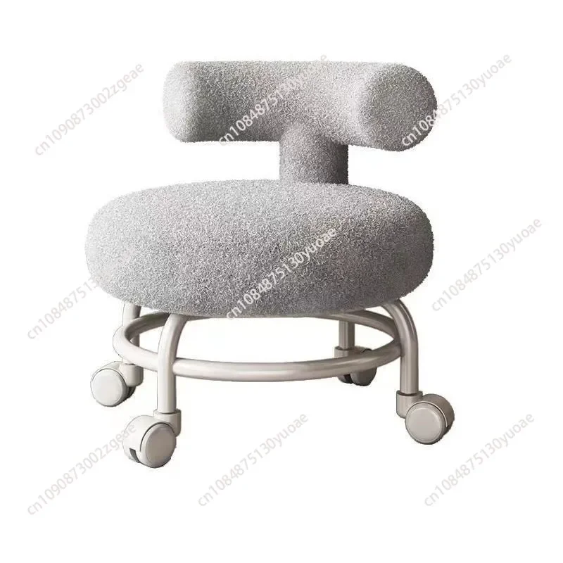 Professional Barber Chairs for Hairdressing, Household Pulley Low Stool with Baby, Lamb Wool Roller Low Stool