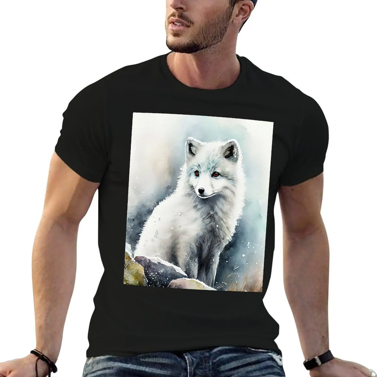 

Arctic Fox - Watercolor Paint T-Shirt t shirt man cotton man tshirt T-Shirt