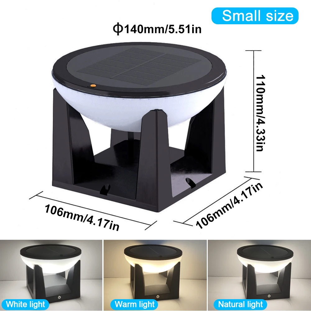 D5 1x Circular Solar Post Light Outdoor Solar Lamp Pillar Light LED Fence Deck Cap Lantern Flat Surface Patio Garden Patio Decor