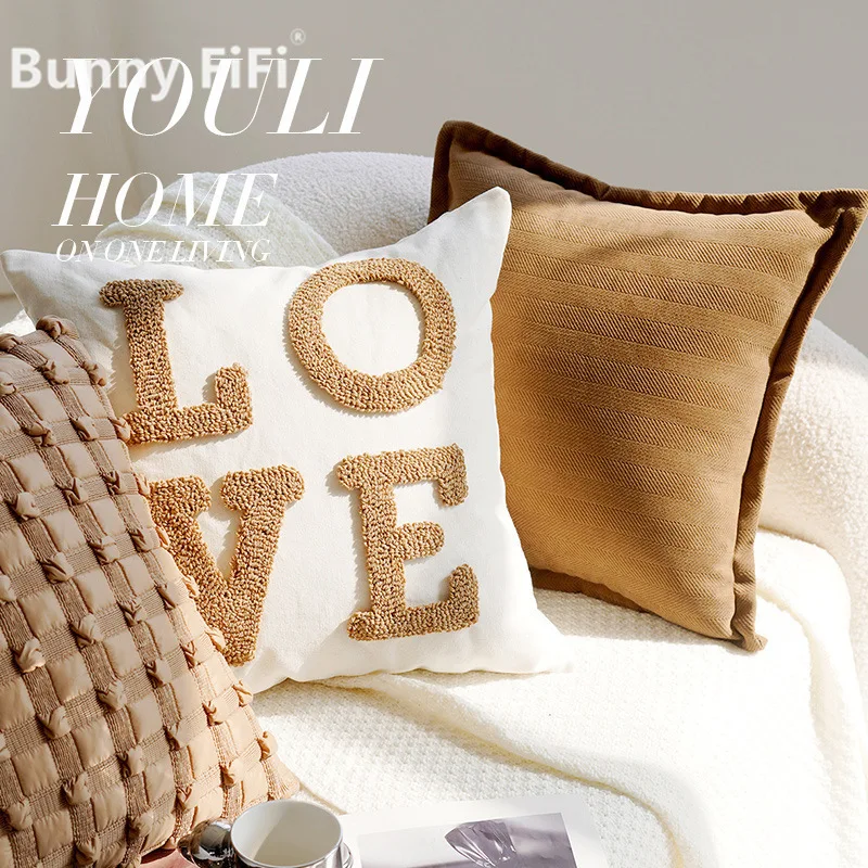 Jacquard Embroidered Tufted Cushion Covers Geometric Stripe Boho Luxury Decorative Throw Pillow Cases For Living Room Sofa Decor