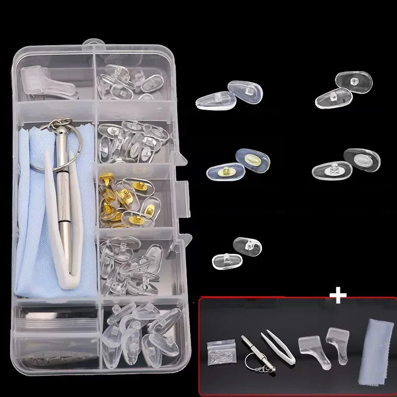 Eyeglasses Nose Pads Replacement Repair Tool Kit With Screwdriver Tweezers Ear Hooks