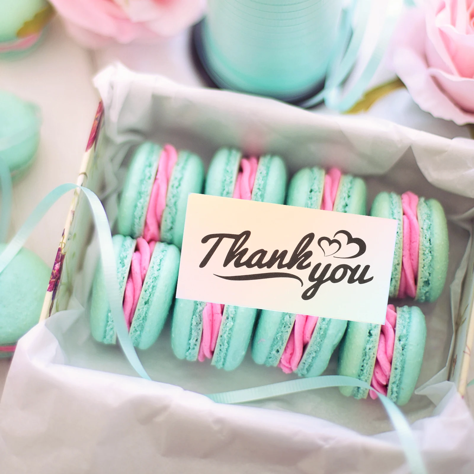 

50pcs Thank You Cards Business Gift Postcards Firm Lightweight Portable Colors Not Fade Easy Envelopes Storage Customer