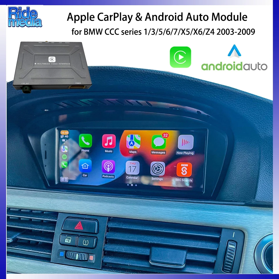 RideMedia CarPlay Integration for BMW CCC Series 1/3/5/6/7/X5/X6/Z4 GPS Navigation Sync Media Streaming Voice Control Siri