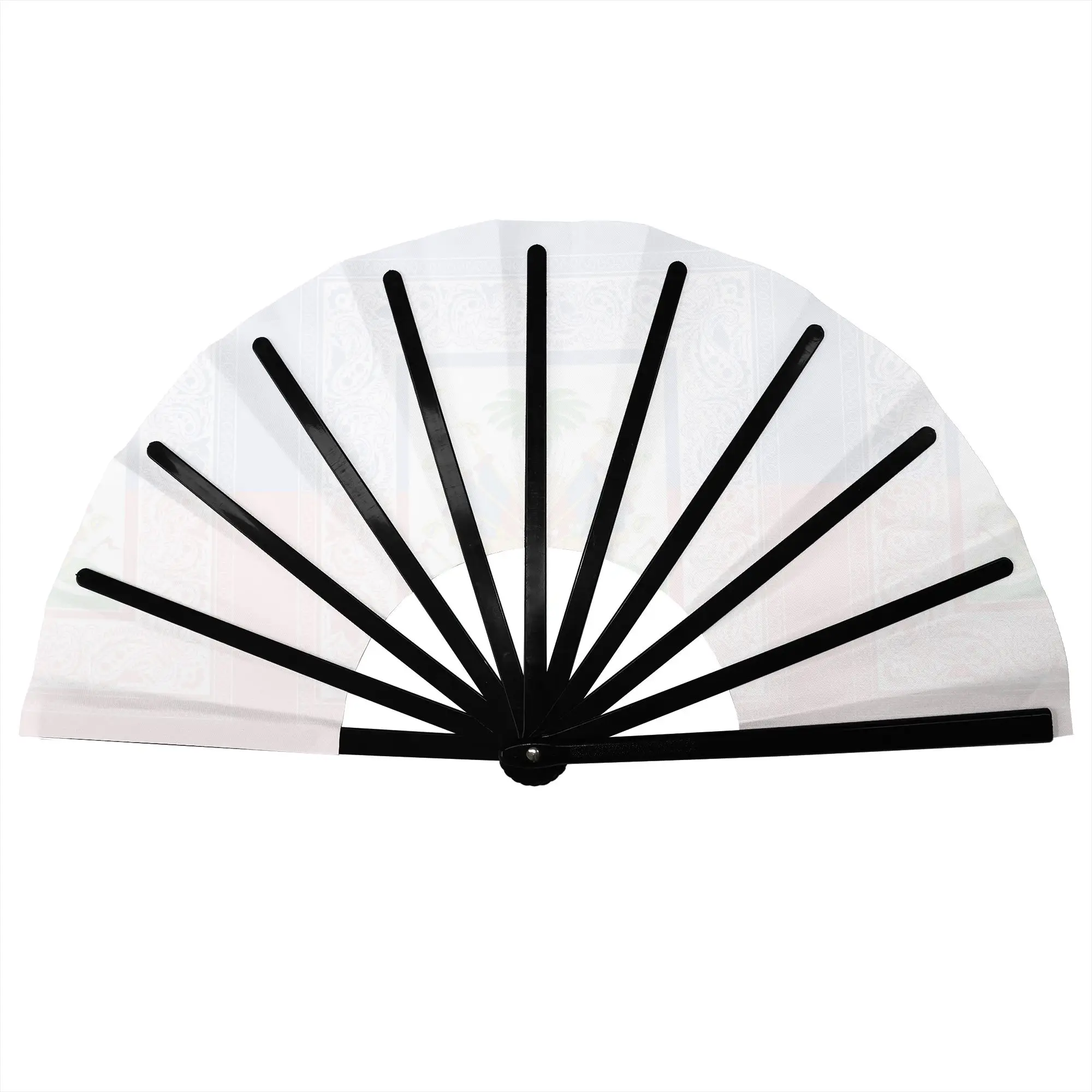 Customized Haiti's National Flag in Colors Peles Portable Pocket Fan Polyester Folding Fan Chinese Dance Handheld Cooling Fans