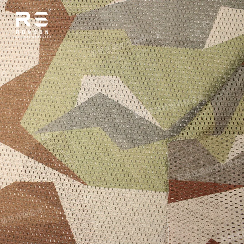 M90K Swedish Desert Camouflage Mesh 120gsm Light Weight Polyester Printed Anti-static Mesh Fabric for Tactical Face Mask Scarf