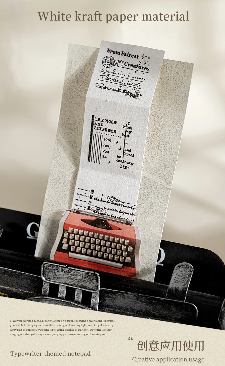 Journal GO 50 Seiten Vintage Schreibmaschinen-Design Notizbuch Retro Planer Terminplaner Notizblock Journaling-Material Papier – Detail 12