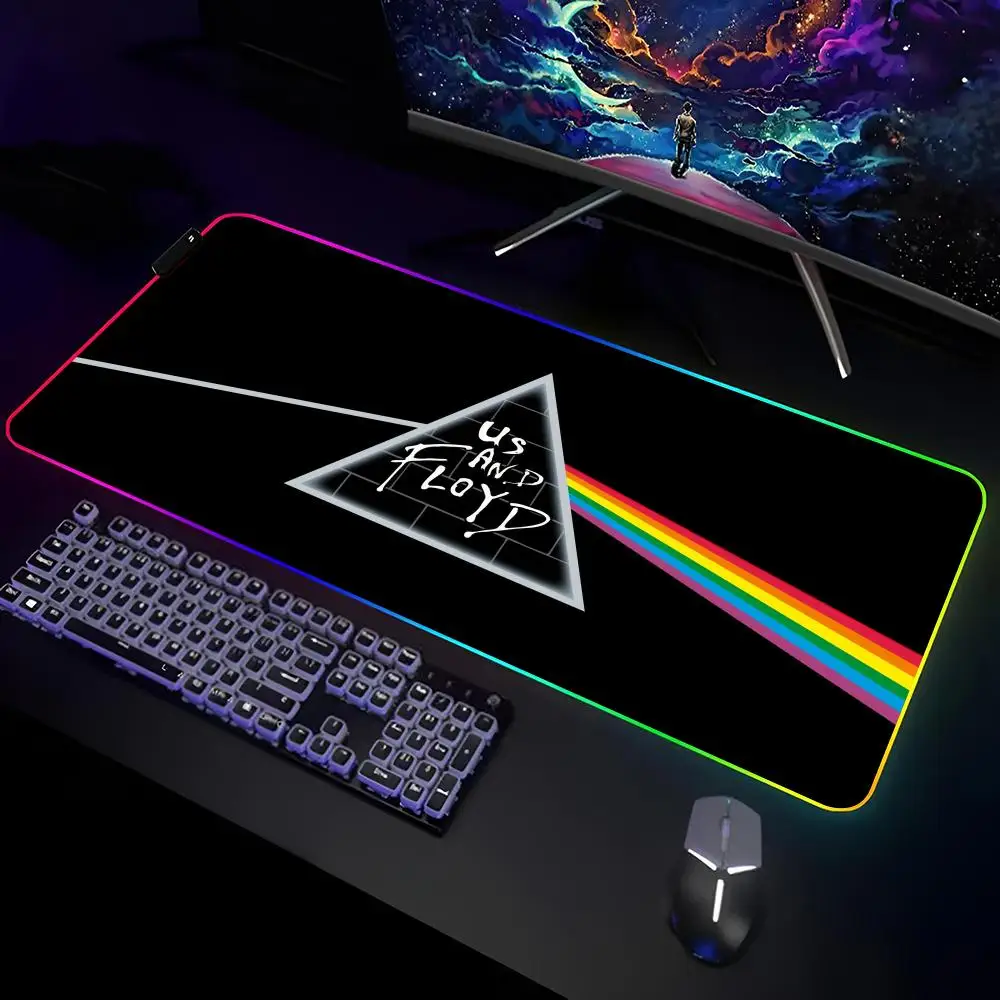 P-Pink-es F-Floyd-es Mouse Pad Gamer RGB Deskmat Keyboard Mat Gaming Laptops LED Mousepad Desk Protector Anime Mause Mats