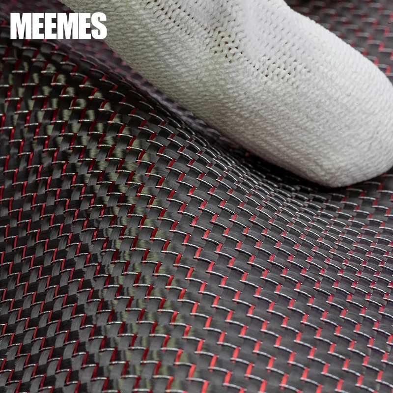 Carbon Fiber Fabric 3K Red Silver & Carbon Fiber Cloth Mixed  Plain Weave Fibra De Carbono Kevlar Jacquard Lotes Use For DIY