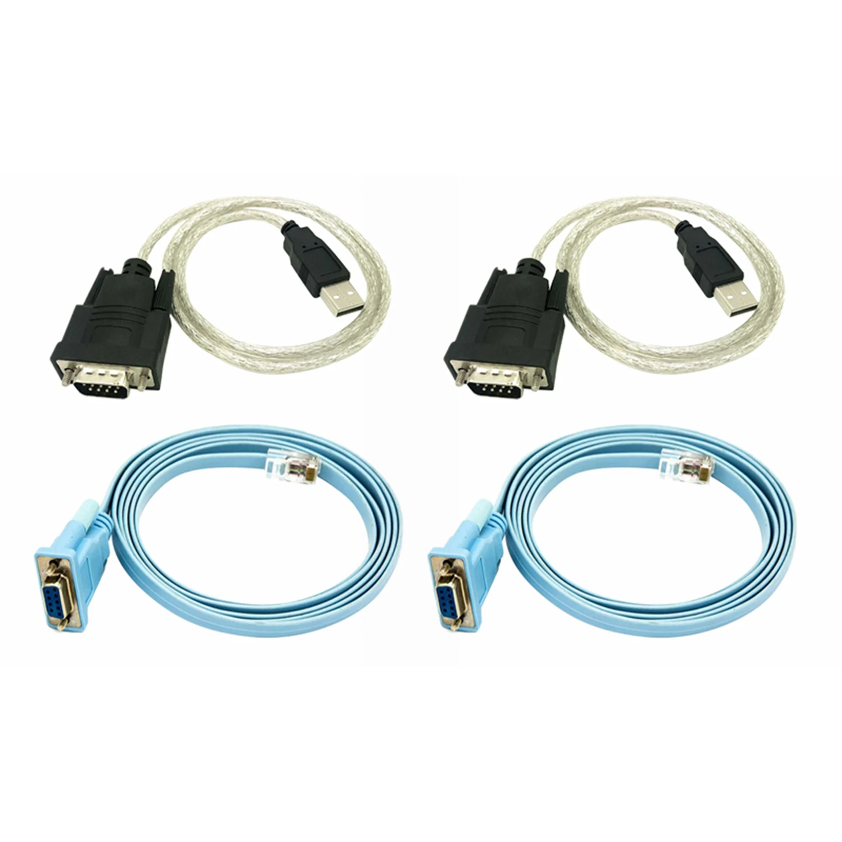 2X RJ45 Network Cable Serial Cable Rj45 To DB9 And RS232 To USB (2 In 1) CAT5 Ethernet Adapter LAN Console Cable