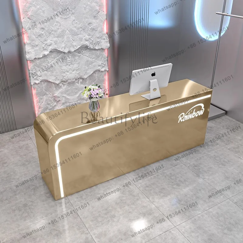 LJY Aesthetic Luxury Reception Desk Counter Hair Salon Cashier Decorations Reception Desk Counter Modern Storage Office Furnitur