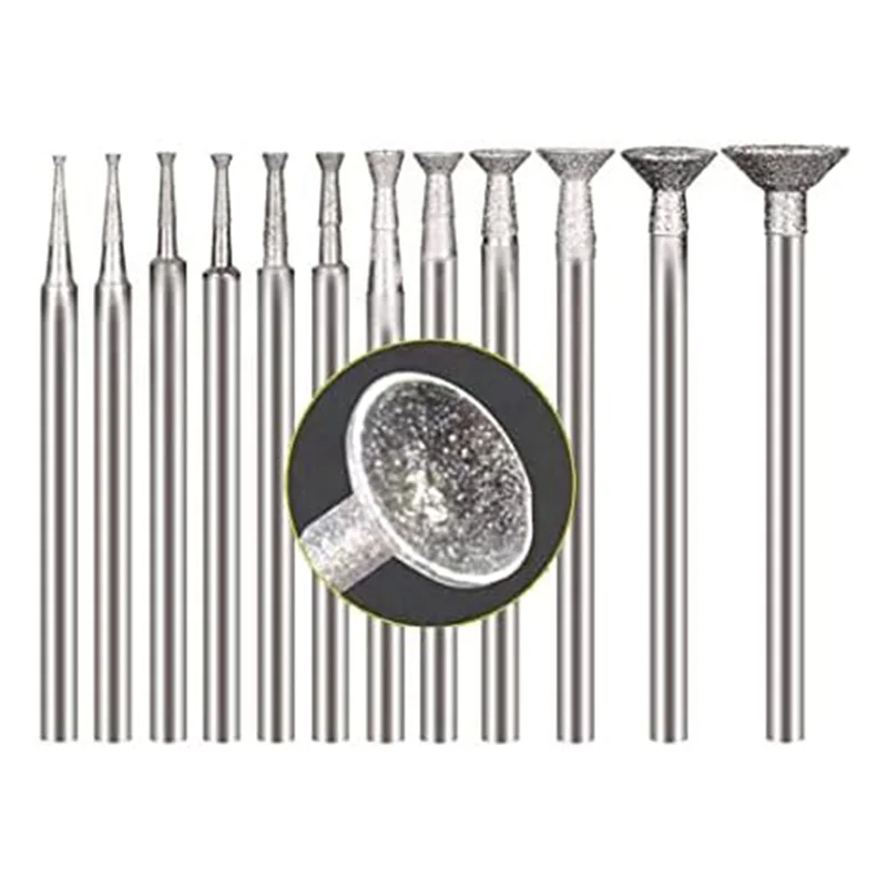 NOCM Bowl Shape Diamond Grinding Burr Fits For Rotary Tool Includes For Dremel With 2.35Mm Shank (Pack Of 36)