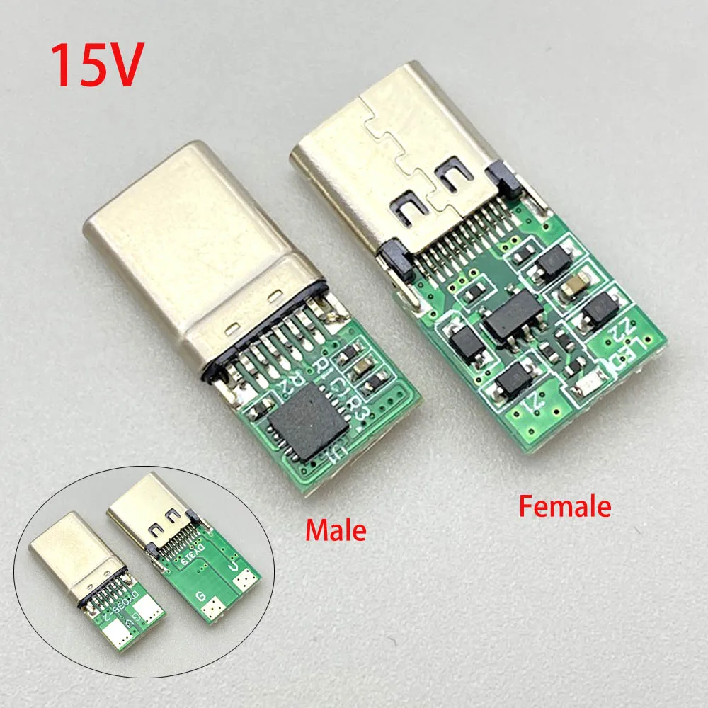 USB 3.1 Type C 5/9/12/15/20V Male/Female PD Trigger Fast Charging Socket PCB Welding Connectors For Laptops Adapter Power Plug