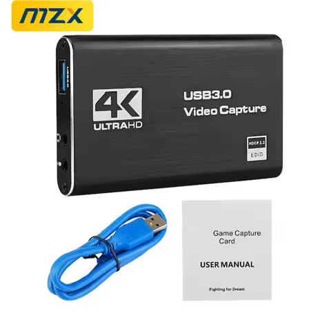 MZX Video Capture Card Box HDMI-Compatible 4K 30Hz 60Hz USB3.0 1080P 30fps 60fps HD Recorder Grabber OBS Capturer Game Audio Mic