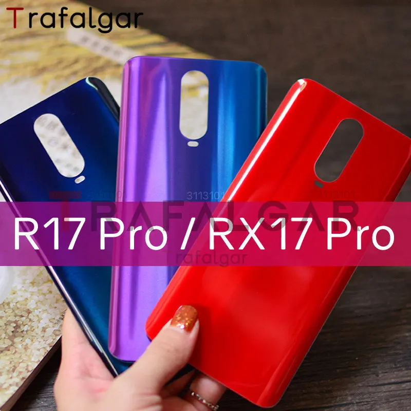 Clear Glass Back Cover For OPPO R17 Pro RX17 Pro Battery Cover Rear Housing Panel With Camera Lens Replacement+Sticker CPH1877