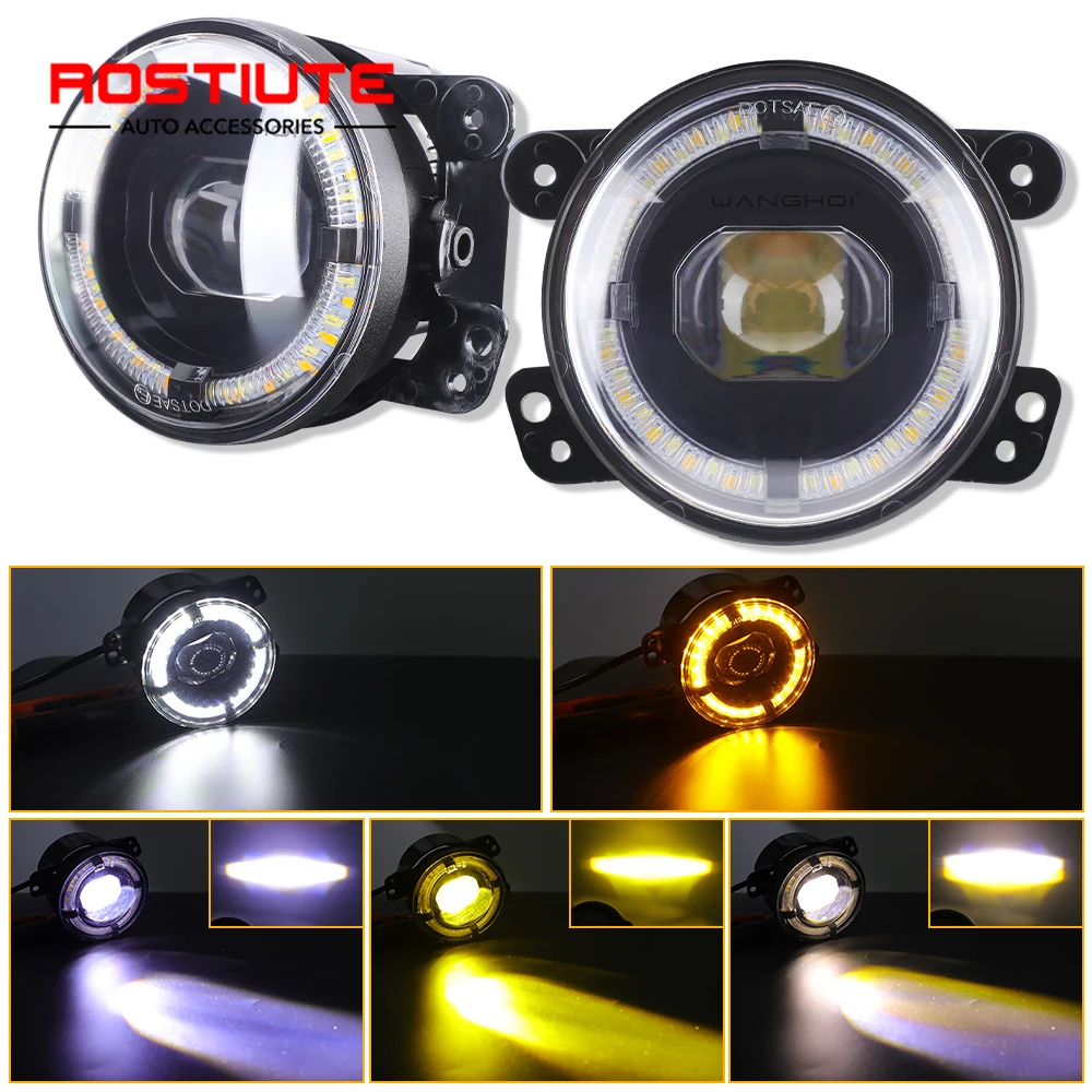 

2PC 4Inch LED Fog Lights with Angel Eyes Off-Road Fog Lamp DRL & Halo Ring Turn Signal Lights Foglights for Jeep Wrangler JK