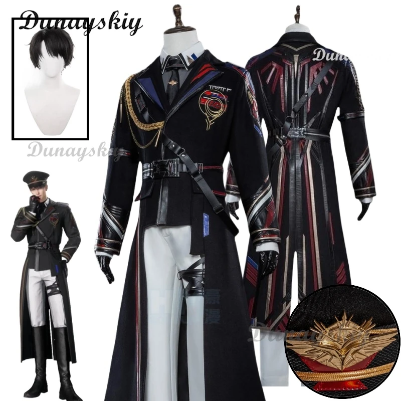 Игра Love and Deepspace Caleb Косплей Костюм Парик Черный Farspace Полковник Униформа Тренч Шляпа Хэллоуин Вечеринка для Мужчин Карнавал