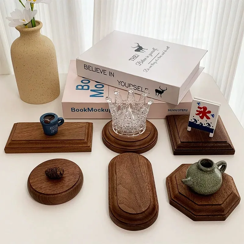 North American Black Walnut Real Wood Display Stand for Jewelry Earrings Necklaces Vases Trophies Handcrafted Base Ornament