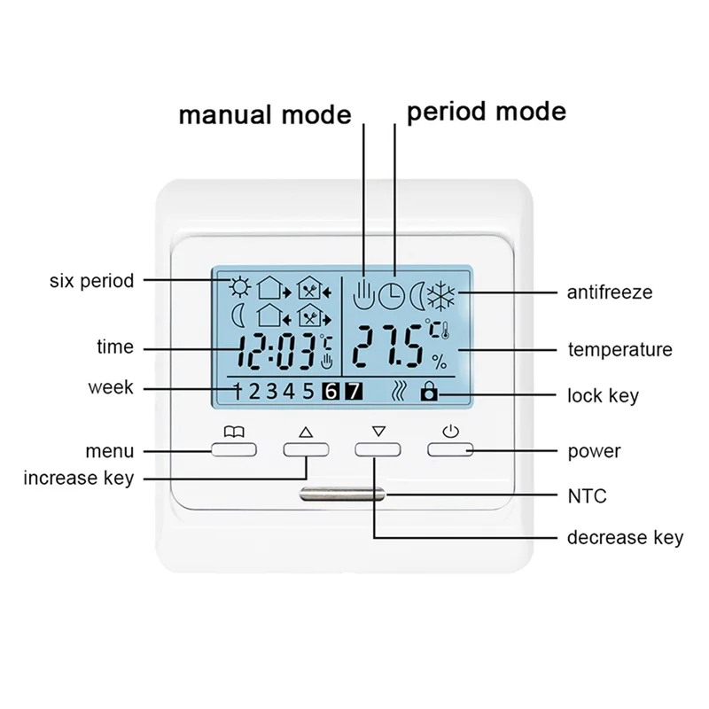 A95G 4X 16A 230V LCD Programmable Warm Floor Heating Room Thermostat Thermoregulator Temperature Controller Manual Mechanical