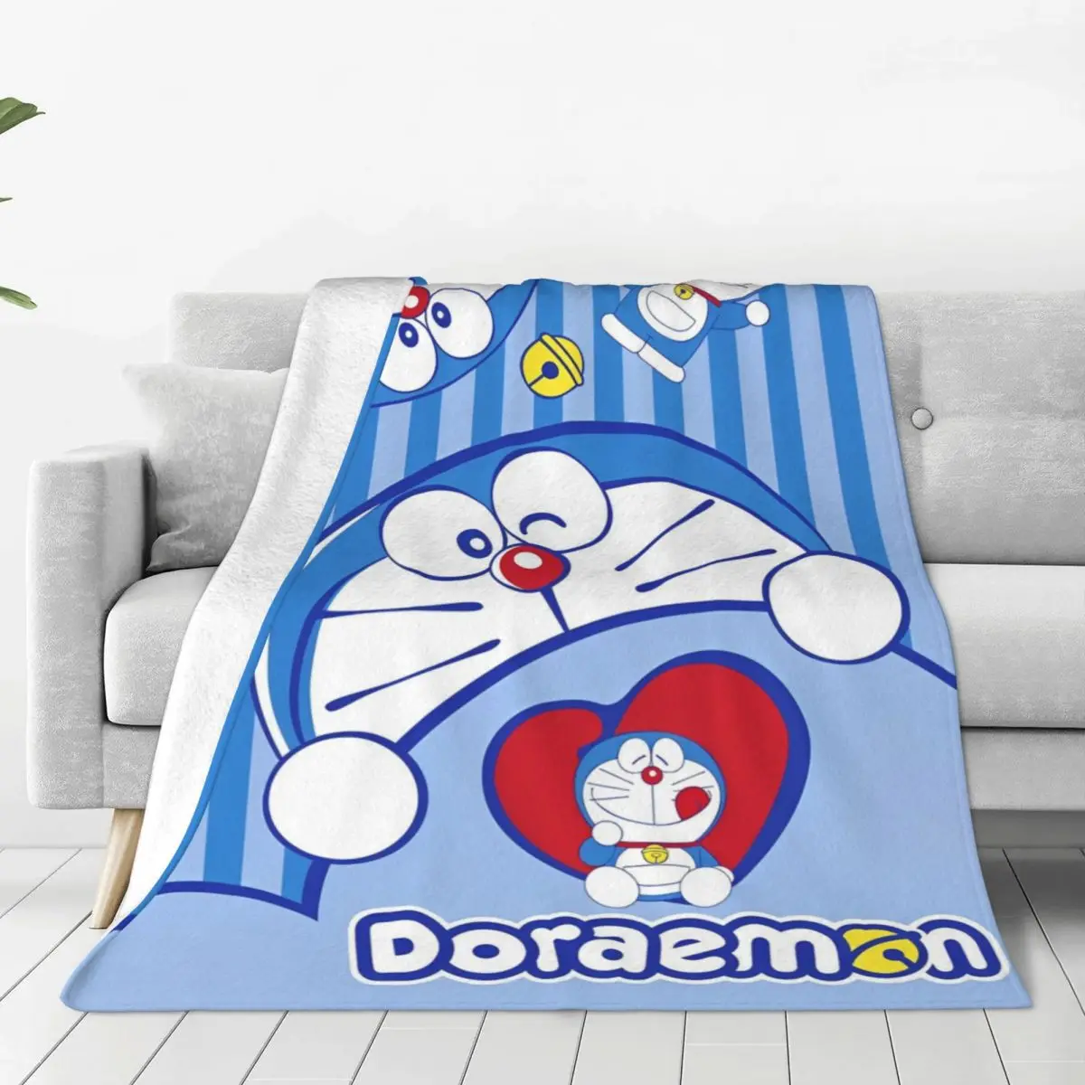 Kawaii D-Doraemons Cartoon Flannel Blankets Custom Throw Blankets for Home 150*125cm