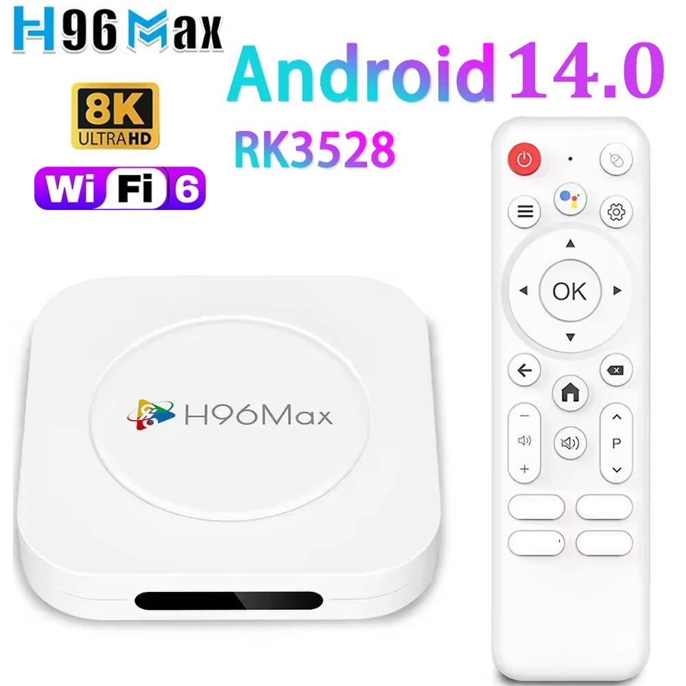 H96 MAX M1 Plus Smart Android 14 TV BOX RK3528 WIFI6 8K 4K HD BT5.4 4GB 32G 128G Voice Assistant Media Player Set Top Box